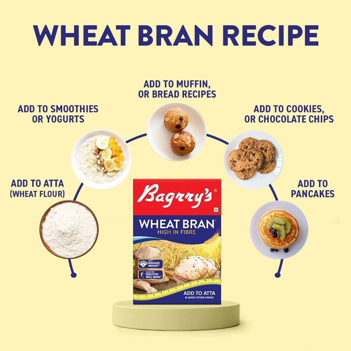 Bagrry’s Wheat Bran 500g | High Fibre & Protein | Natural Prebiotic | Supports Digestion & Gut Health | Ideal for Weight Loss & Baking | Add to Atta | No Preservatives
