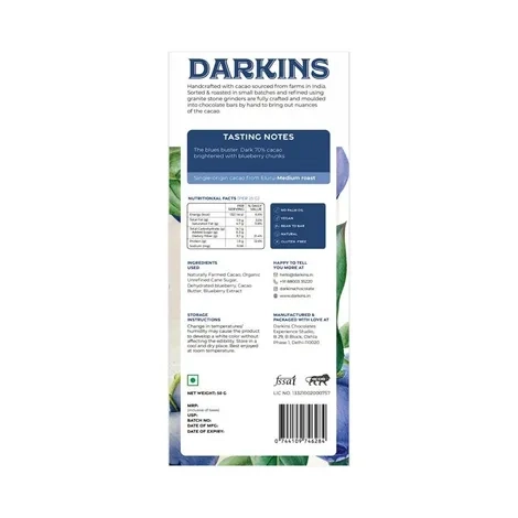 Darkins 70% Dark Chocolate - Blueberry