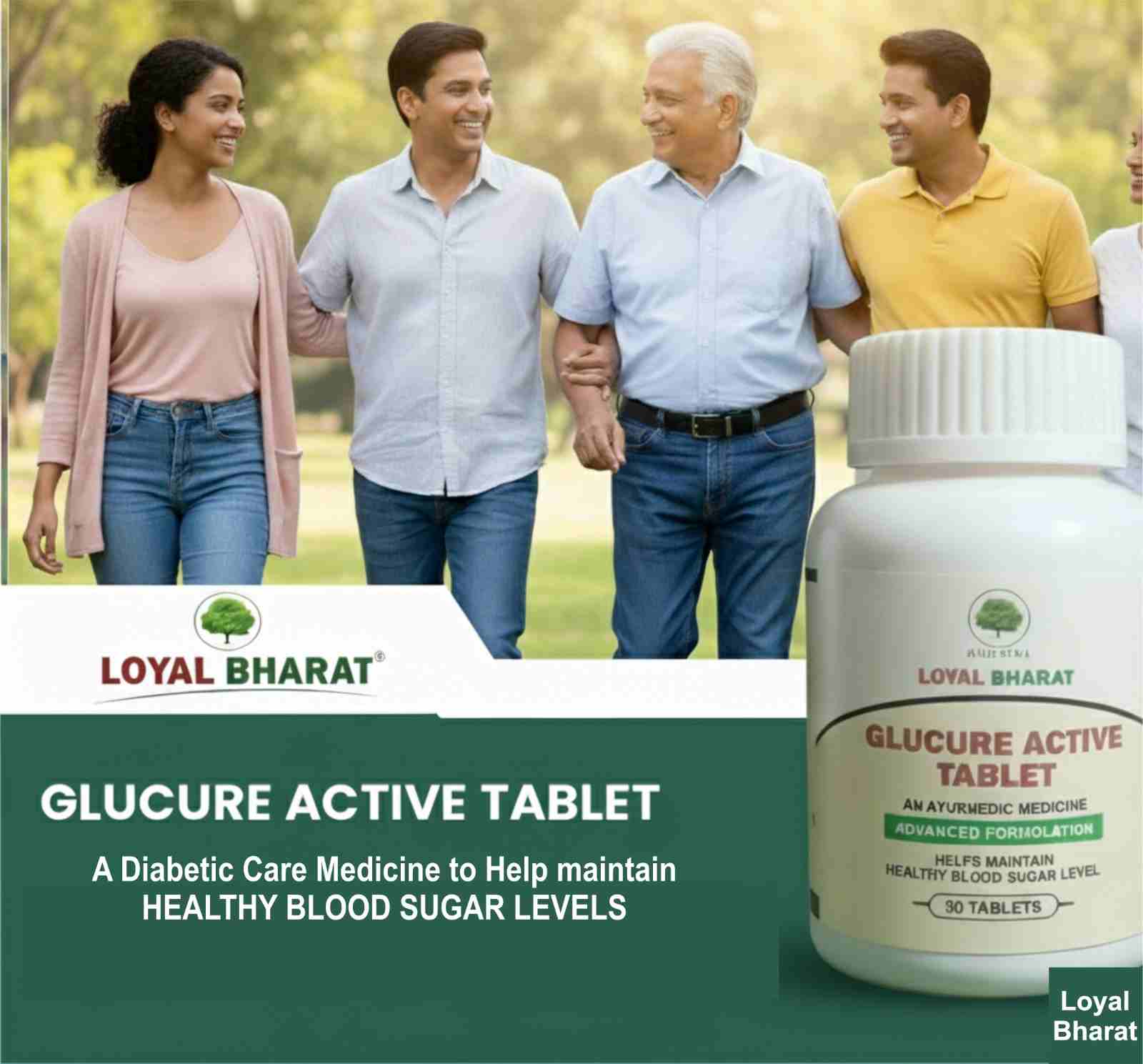 Loyal Bharat Glucure Active Tablet - Maintain Healthy Blood Sugar Level (30 Tablets) (Pack of 1)