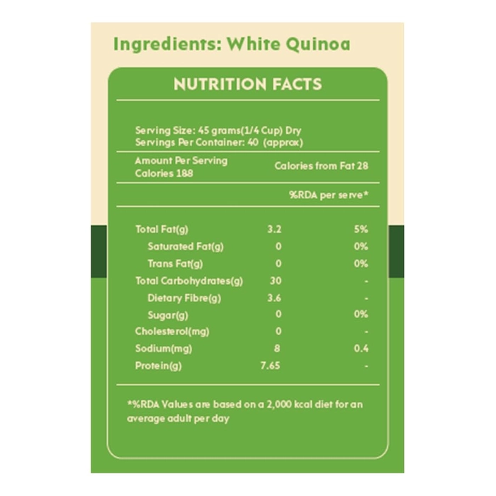 Nourish You White Quinoa Seeds 2Kg Jar | Healthy Food | Gluten-Free | Saponin Free | High Protein & Fiber | Diet Food | 100% Wholegrain Breakfast Cereal